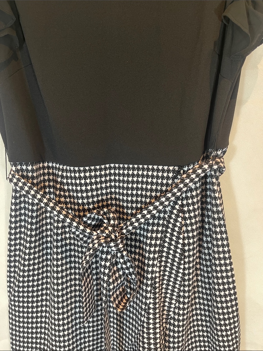 SHELBY & PALMER = Black Top with Black-and-White Houndstooth Midi Dress , Size12 - Picture 6 of 16